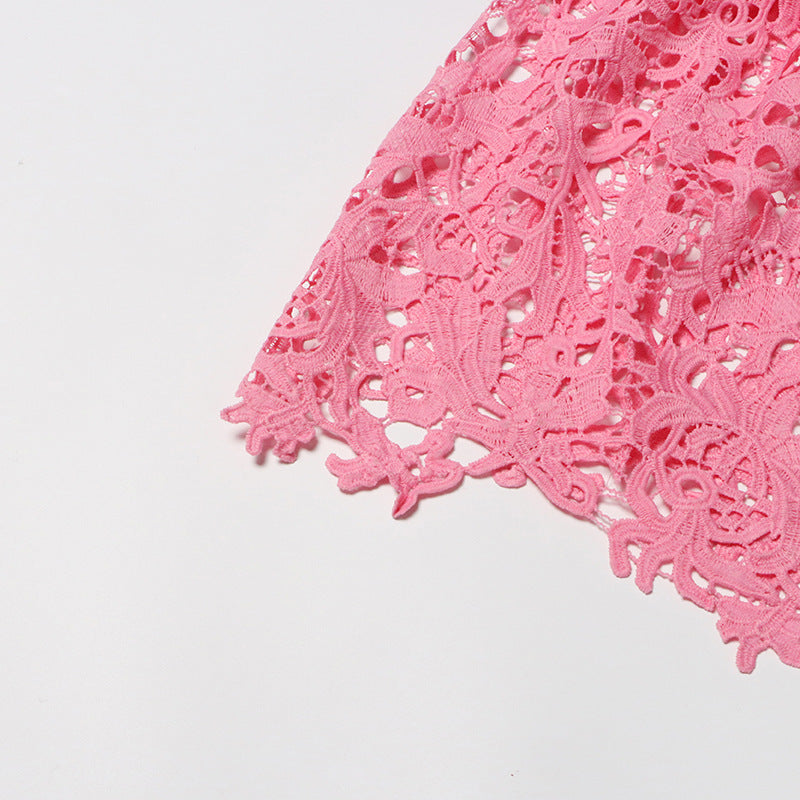 TARA PINK MIDIKLEID MIT LANGEN ÄRMELN UND STICKEREI