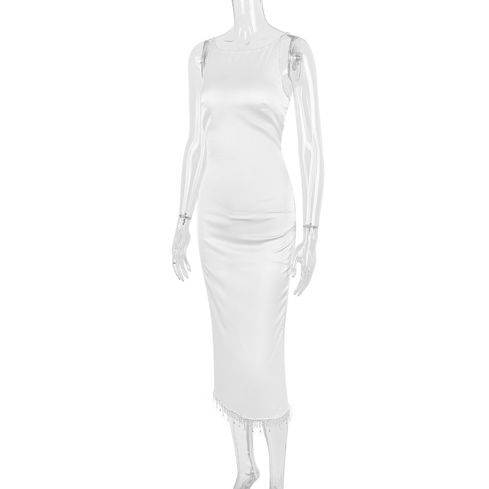 AIIZIE CRYSTALLISED MIDI DRESS IN IVORY - product image