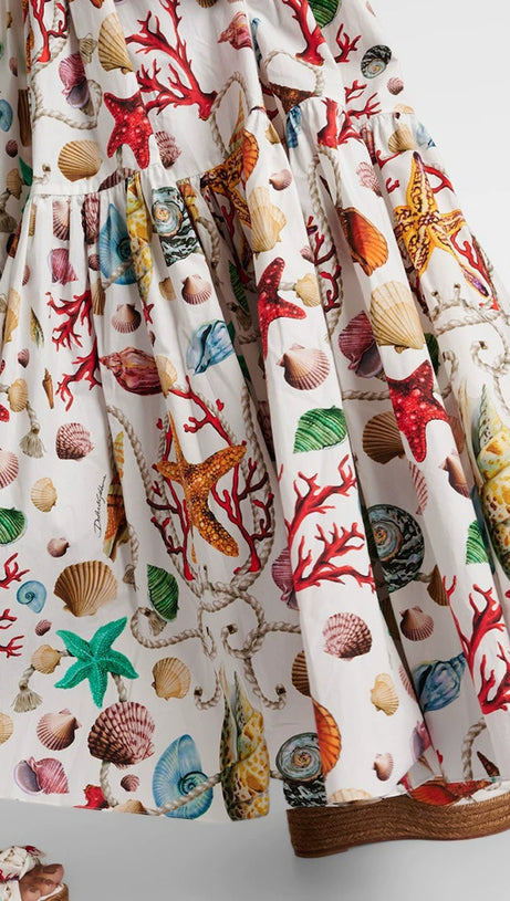 LOUISE CAPRI PRINTED HIGH-RISE COTTON MAXI DRESS