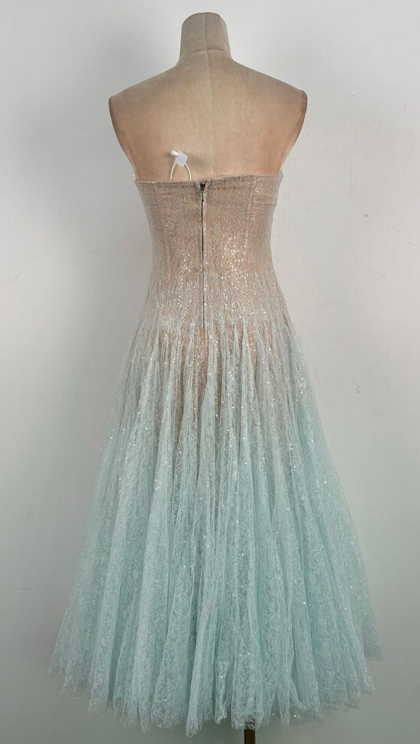 AIIZIE CAROL DRAPED LACE MAXI DRESS IN BLUE - product image