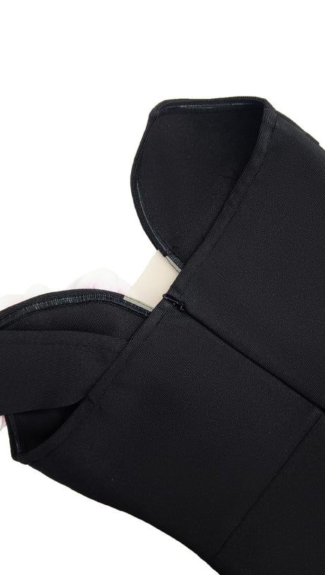 BandageDress elegantes florales One-Shoulder-Maxikleid schwarz