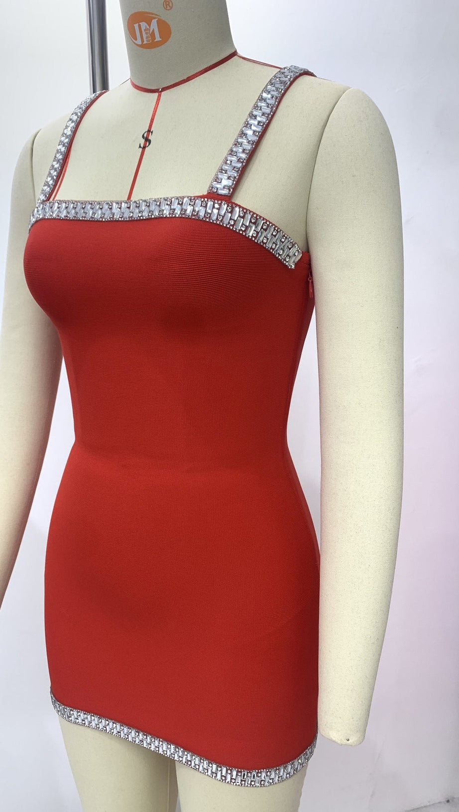 MINI ABITO REGINA ROSSO CON CRISTALLI