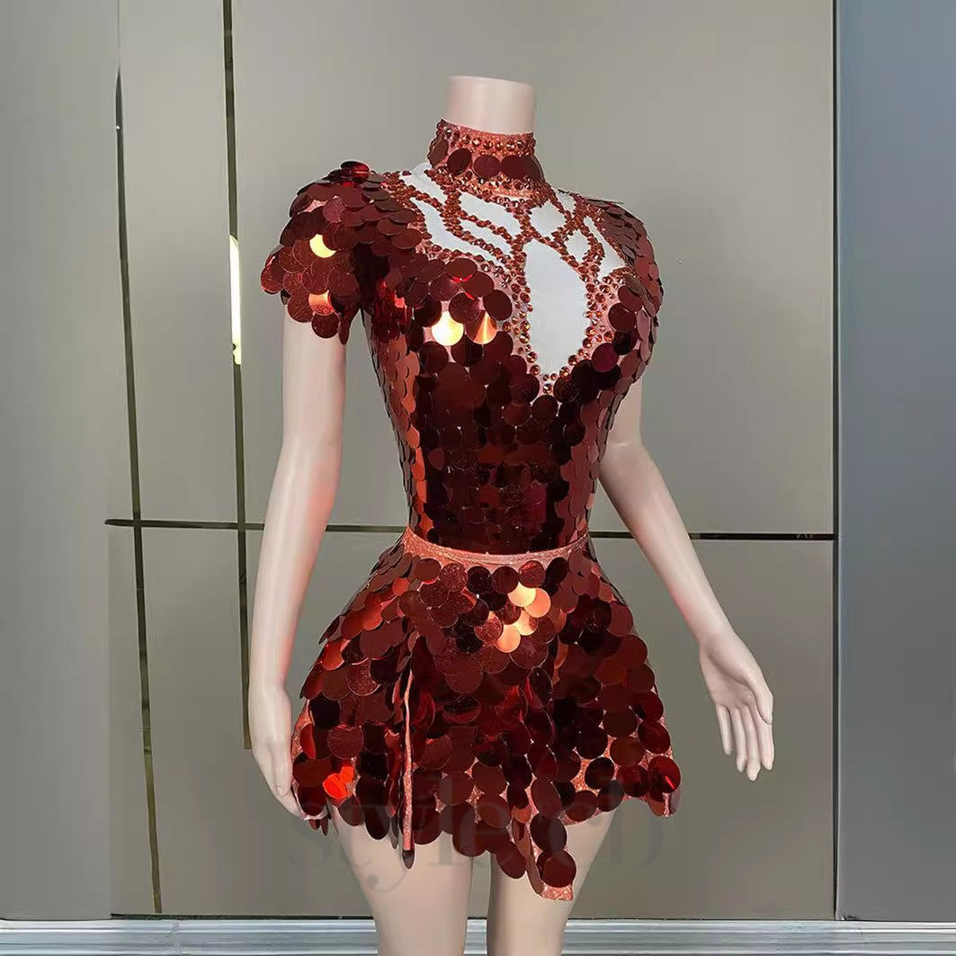 AIIZIE HELENE BURGUNDY SEQUINS DIAMANTE SET - product image