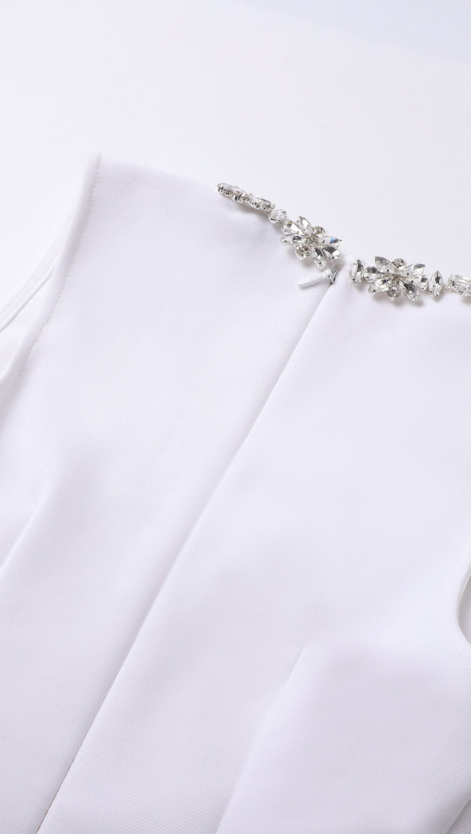 ANILA SQUARE NECK CRYSTAL EMBELLISHED MINI DRESS IN WHITE