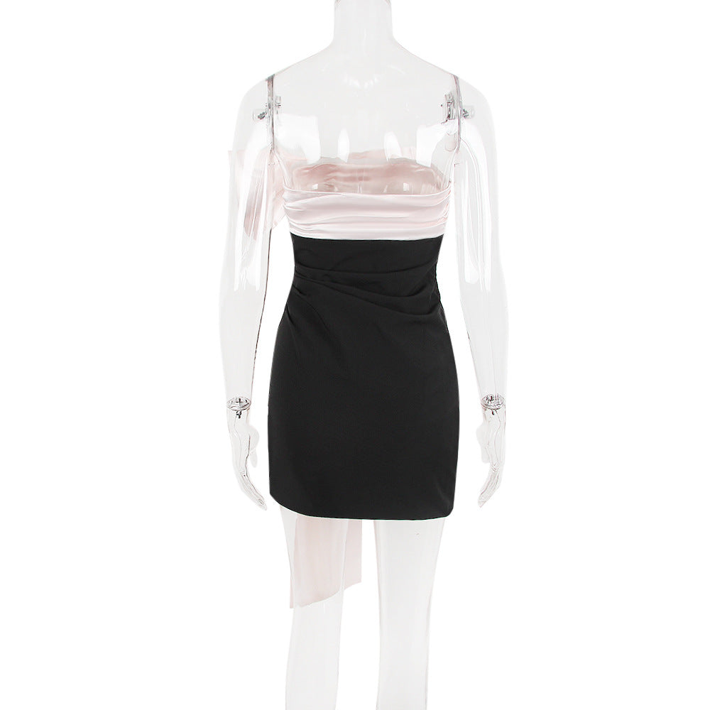 AIIZIE IVORY BOW MINI DRESS IN BLACK - product image