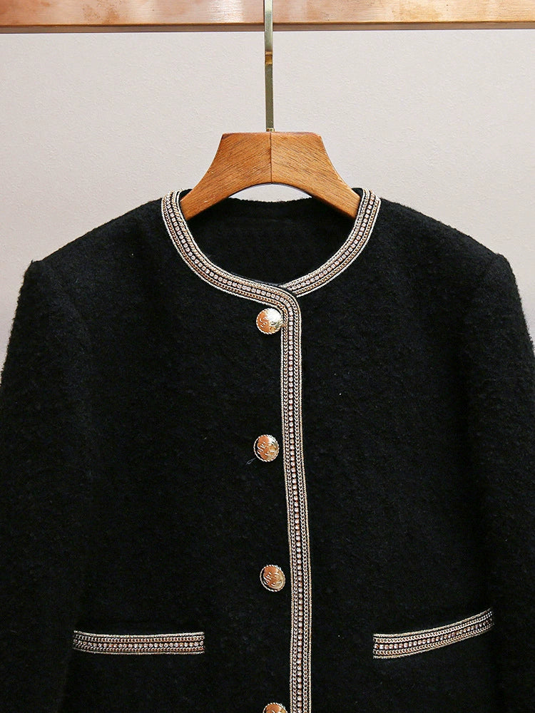 AIIZIE TRIM WOOL AND COTTON-BLEND JACKET IN NOIR - product image