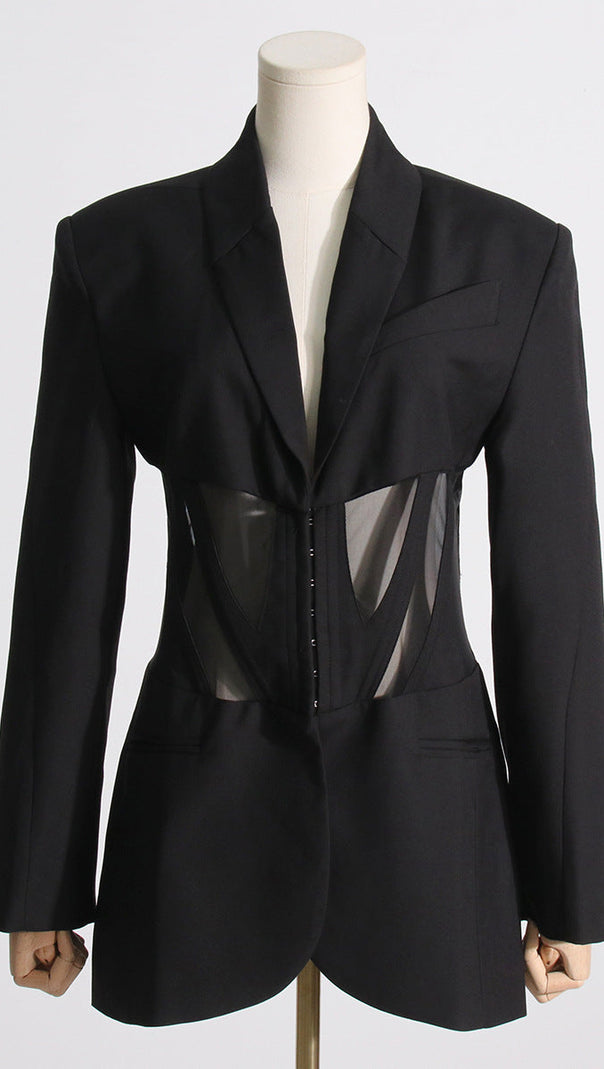 AIIZIE V-NECK CORSET JACKET IN BLACK - product image