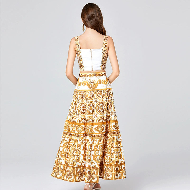 LORRAINE PRINT COTTON POPLIN RUFFLES MAXI DRESS