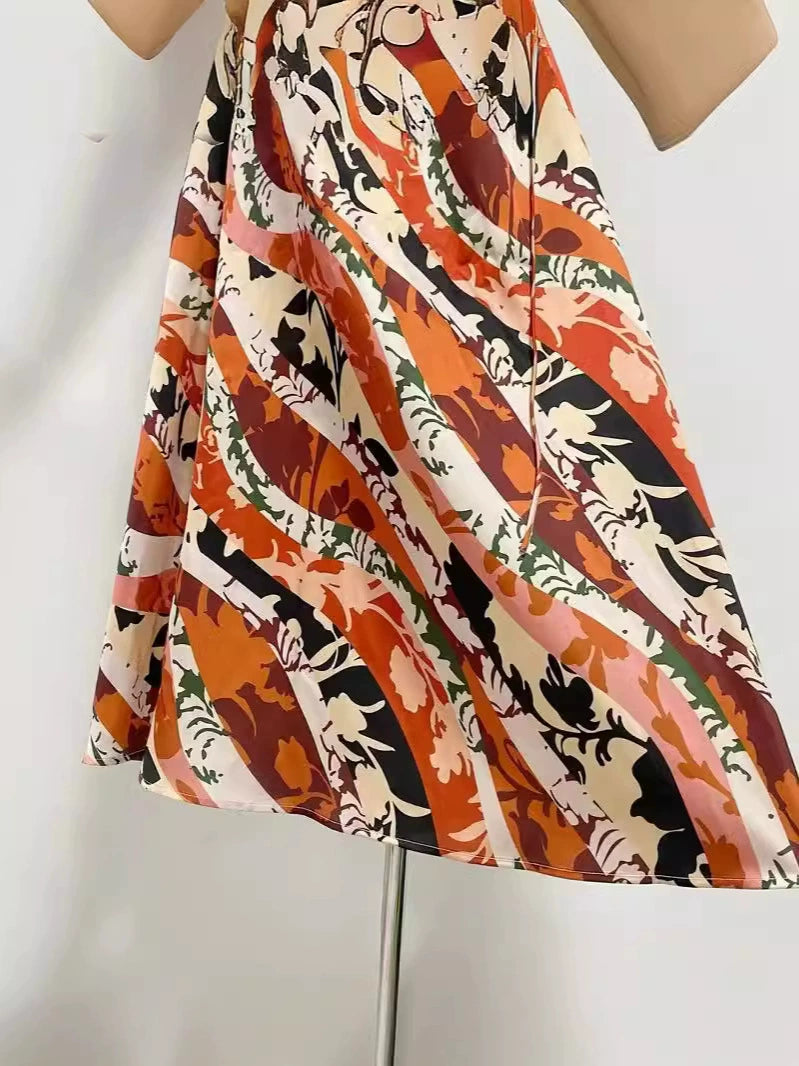AIIZIE CATHERINE PRINTED CUT-OUT MAXI DRESS IN ORANGE - product image