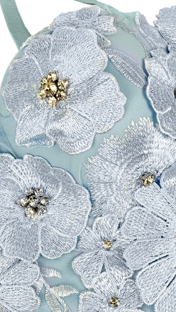 AIIZIE 3D FLOWER DIAMOND CORSET IN BLUE - product image