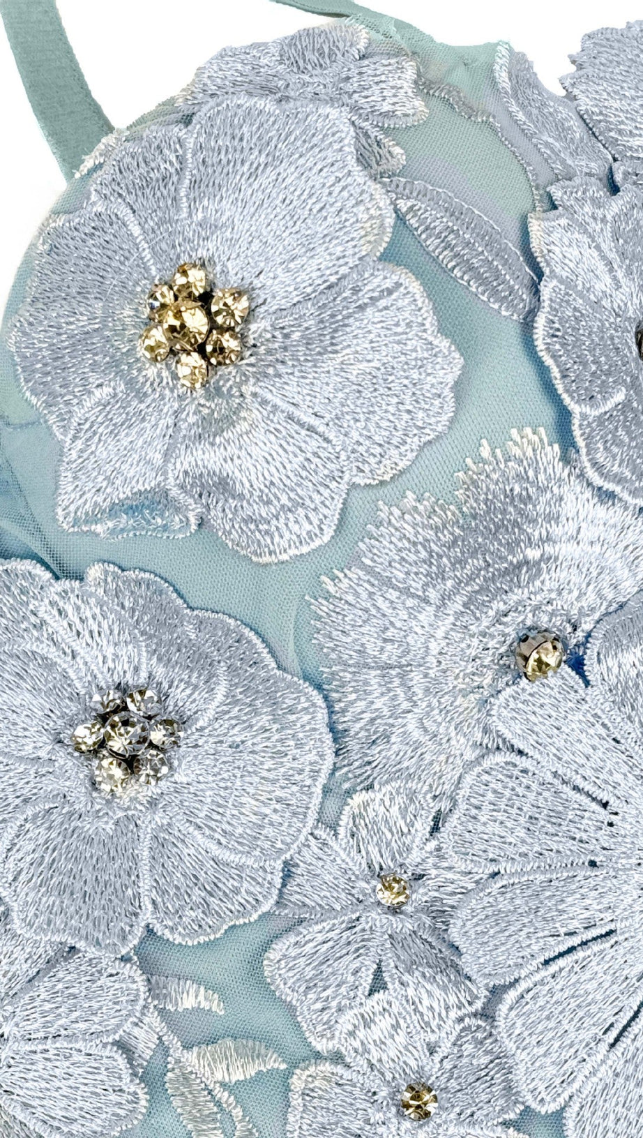 3D FLOWER DIAMOND CORSET IN BLUE
