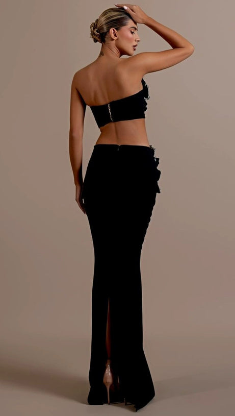 ELEGANZA FLOWERS WITH DIAMONDS BANDAGE TWO-PIECE SET