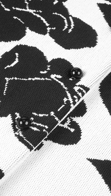 KNIT FLORAL JACQUARD MIDI PENCIL CARDIGAN SKIRT SET