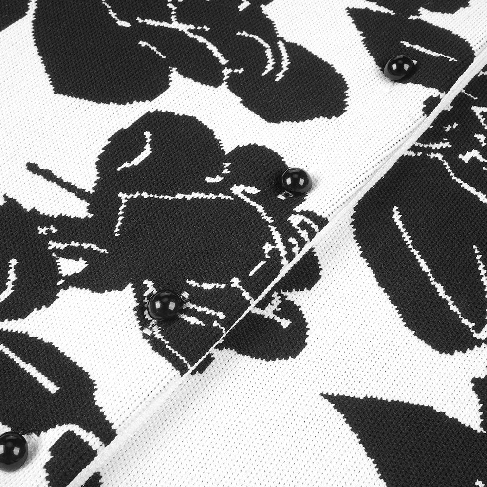 SET GONNA CARDIGAN MIDI A MATITA IN MAGLIA JACQUARD FLOREALE