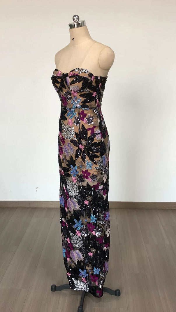 AIIZIE DAISY DAHLIA EMBROIDERED STRAPLESS MAXI DRESS - product image