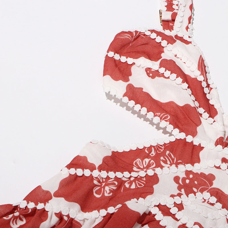 ABITO CON STAMPA MULTICOLORE E SCOLLO A V