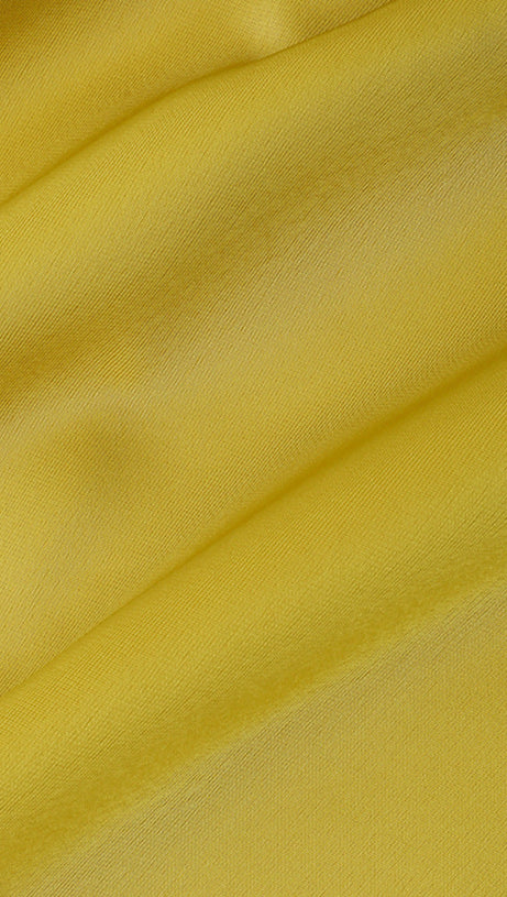 ARLENE YELLOW LONG SLEEVED CUT OUT SILK TAFFETA MIDI DRESS