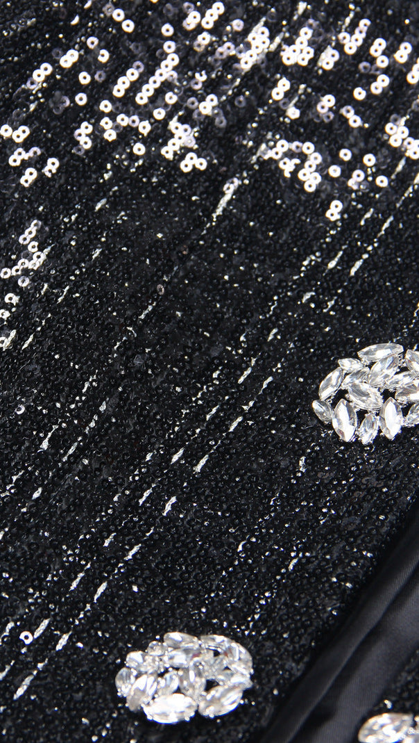 AIIZIE MONA SEQUIN-EMBELLISHED TWEED JACKET IN BLACK - product image