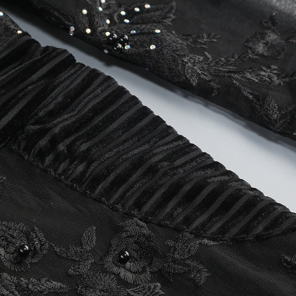 AIIZIE DIAMOND THREE-DIMENSIONAL FLOWER JUMPSUIT IN BLACK - product image