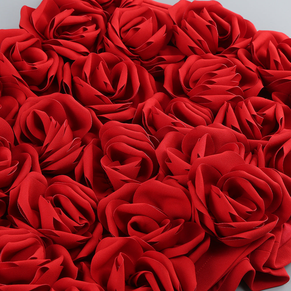AIIZIE 3D FLOWER EMBELLISHED SKIRT IN RED - product image