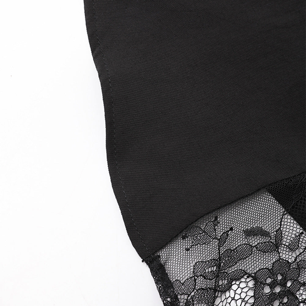 AIIZIE MELANY SEE THROUGH LACE UP SHIRT IN BLACK - product image