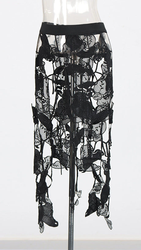 HOLLOW OUT EMBROIDERY SKIRT