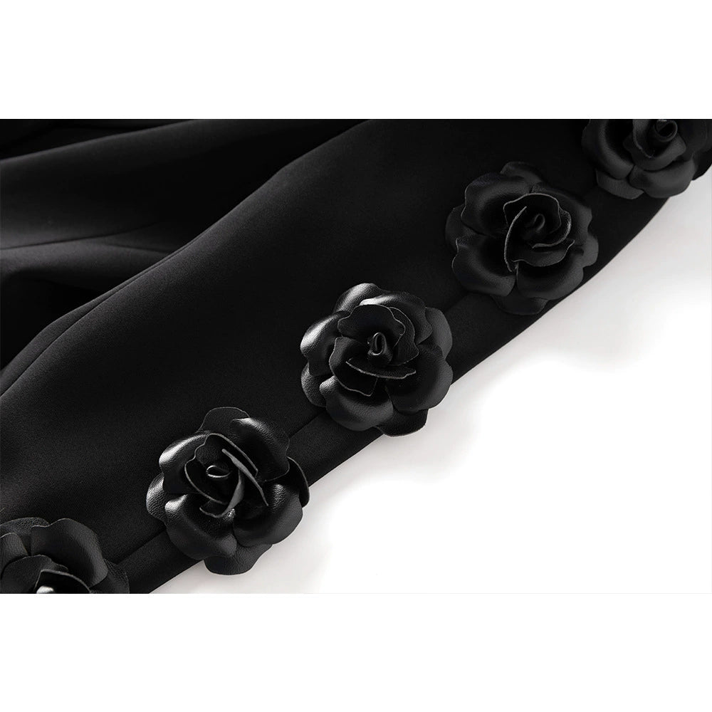 AIIZIE LEONIE FLOWER EMBELLISHED BLACK BLAZER - product image