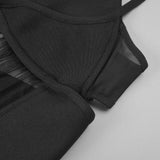 back slit knitted bandage maxi dress in black