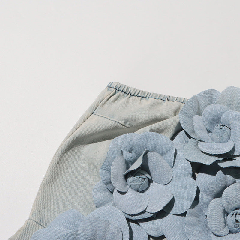 BERLIN FLORAL DENIM JUMPSUIT IN LIGHT WASH