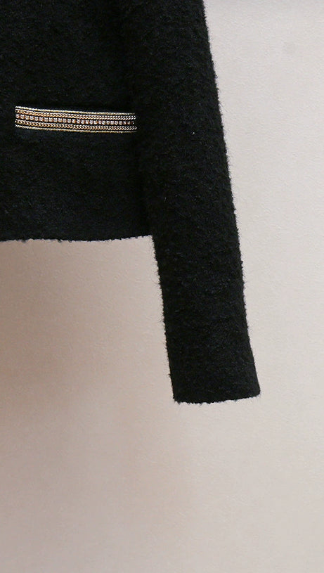 TRIM WOOL AND COTTON-BLEND JACKET IN NOIR