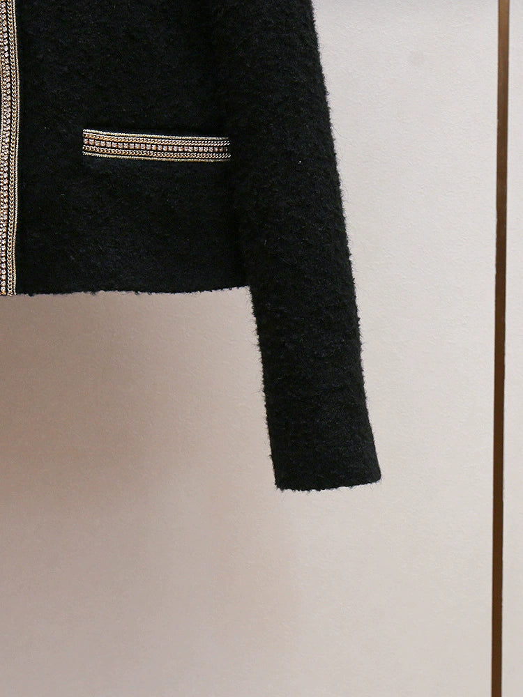 AIIZIE TRIM WOOL AND COTTON-BLEND JACKET IN NOIR - product image