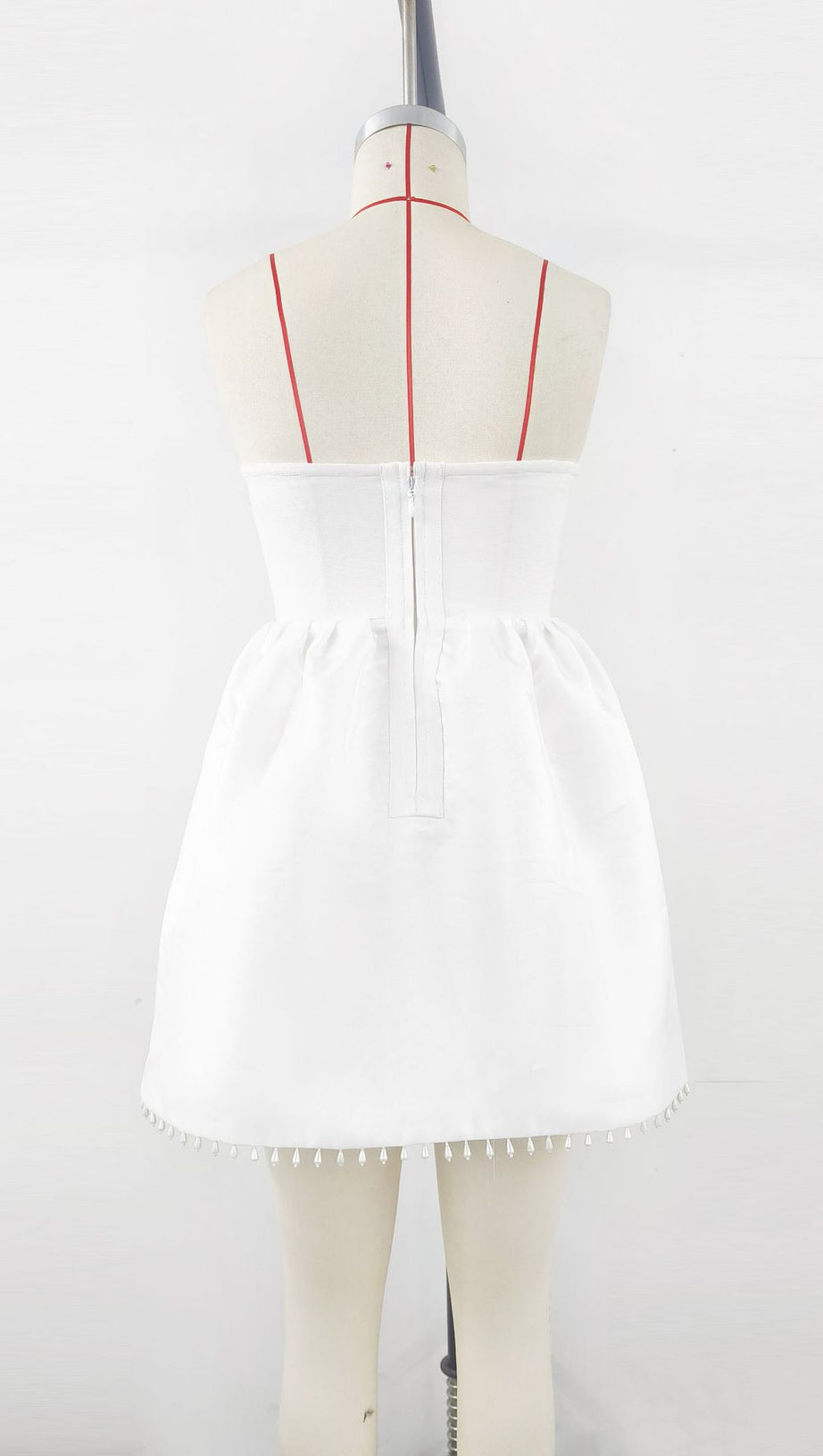 Korsettkleid mit Perlenspitze, weißes Minikleid 