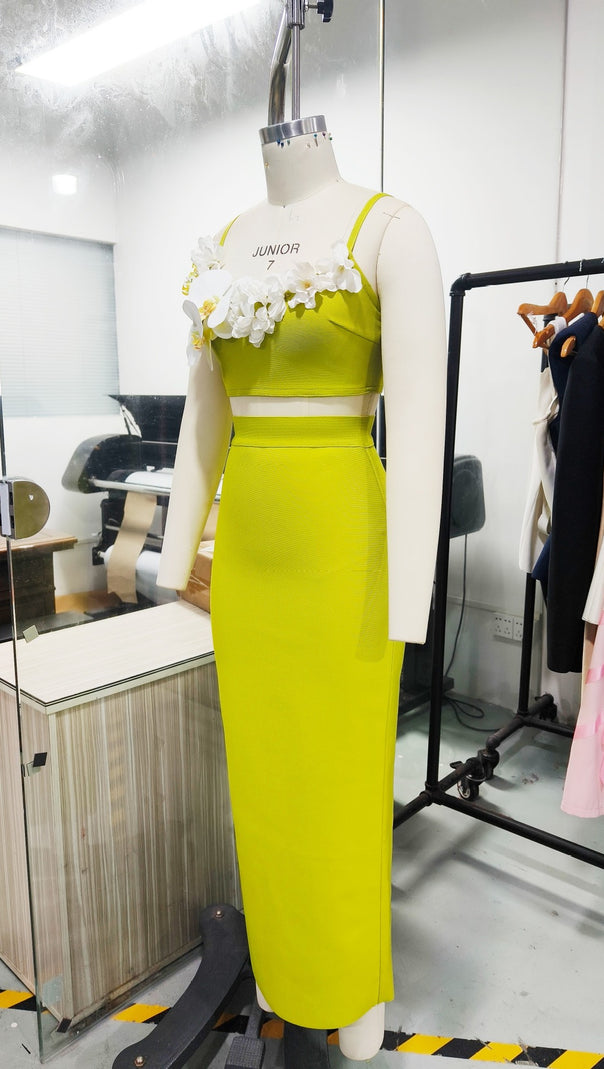 AIIZIE BODY FLOWER BANDAGE DRESS EVENING DRESS PARTY SEASIDE HOLIDAY STYLE SUIT SKIRT - product image