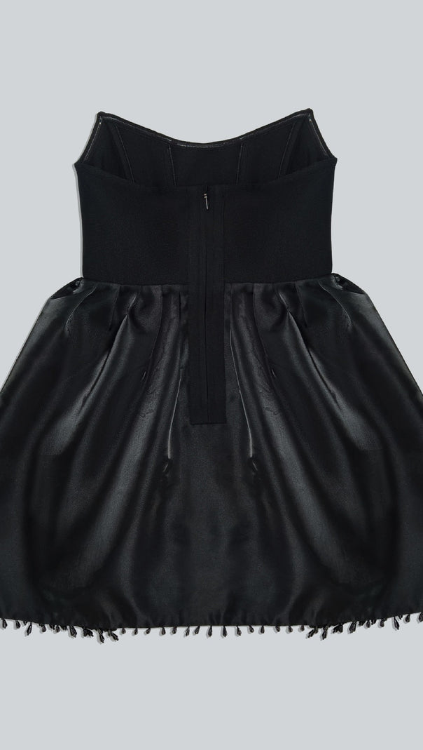 AIIZIE PEARL LACE CORSET DRESS BLACK MINI DRESS - product image