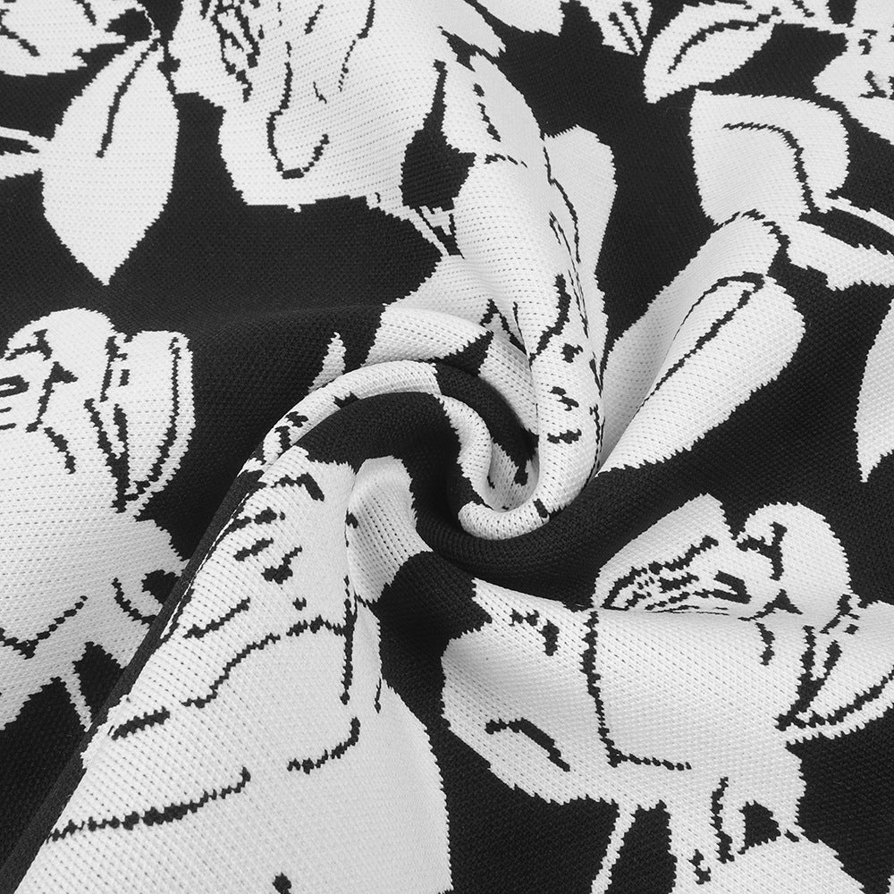 SET GONNA CARDIGAN MIDI A MATITA IN MAGLIA JACQUARD FLOREALE