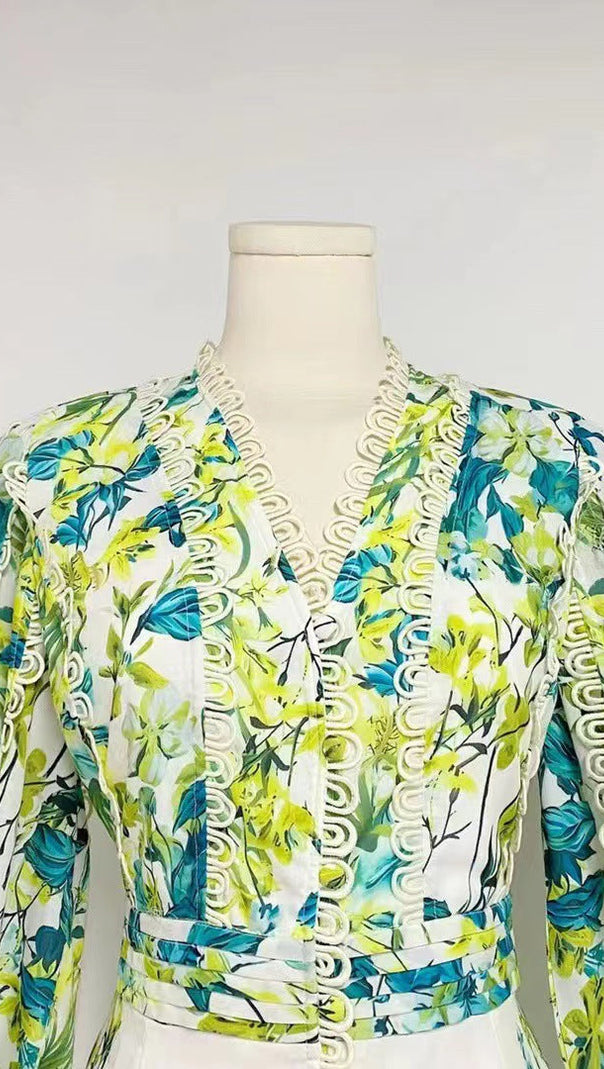 AIIZIE GREEN FLORAL PRINTED MAXI DRESS - product image