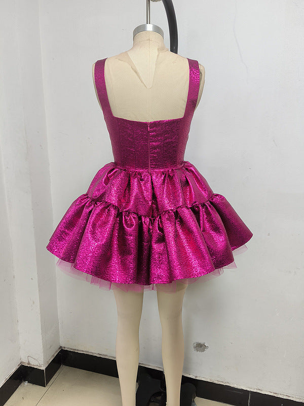 Shirley – Minikleid mit Rüschen in Rosarot