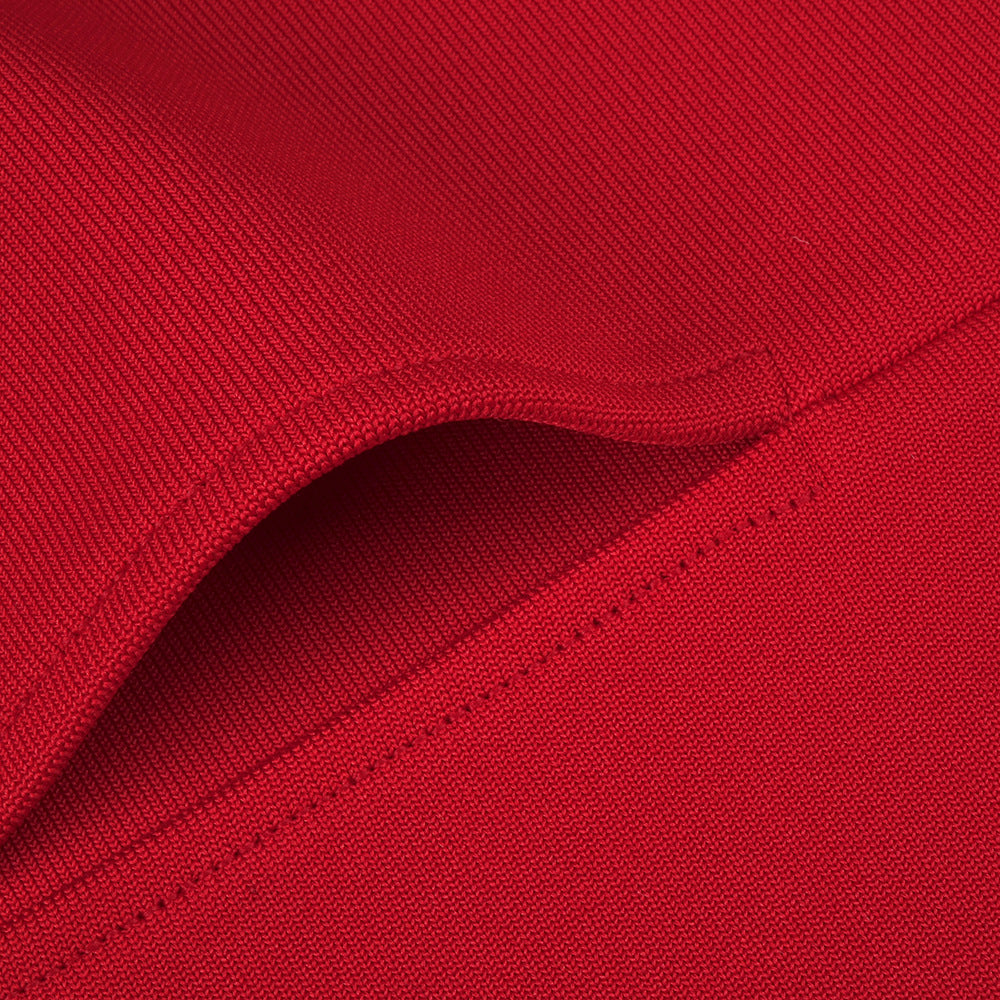ABITO ROSSO CON SCHIENA SENZA TASCHE E SCOLLO A V