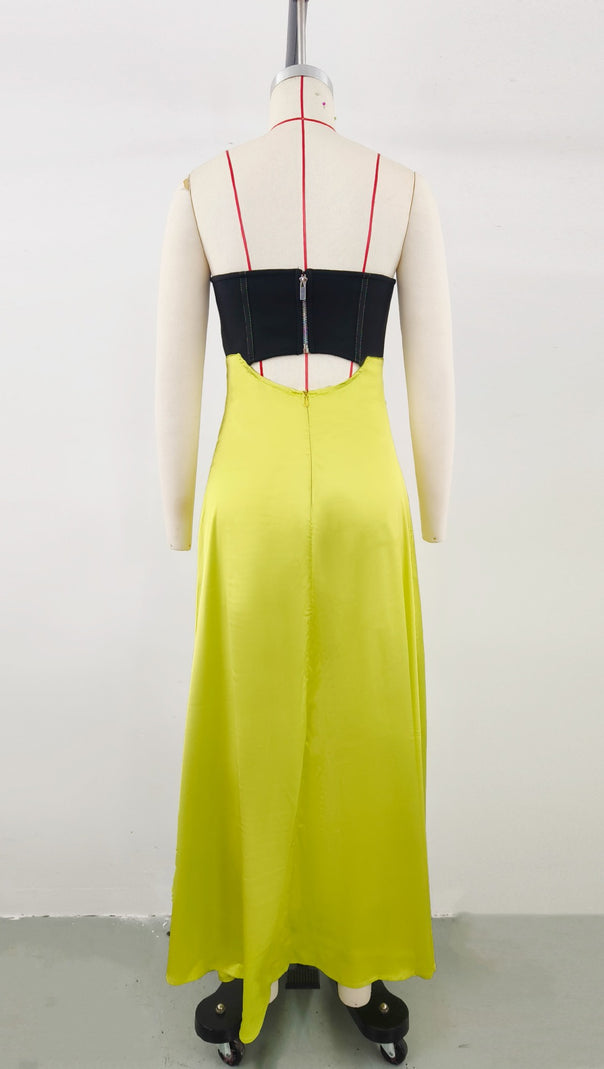 AIIZIE BLACK AND YELLOW COLOR - BLOCKED MAXI DRESS - product image