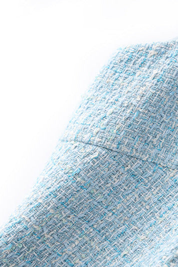 HALTER NECK TWEED VEST MINI DRESS IN BLUE