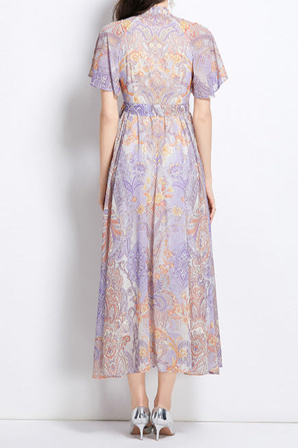 mehrfarbiges einreihiges bedrucktes Midikleid Eileen