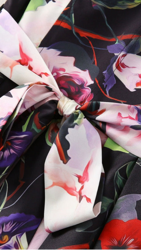 TRUDA MULTICOLOR FLORAL PRINTED MIDI DRESS