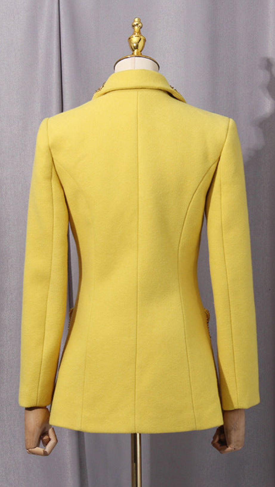 ANILA STUDDED WOOL FITTED SINGLE-BREASTED BLAZER IN YELLOW