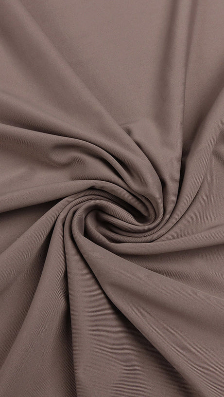 ROUND NECK RIBBED KNIT MAXI DRESS IN COFFEE