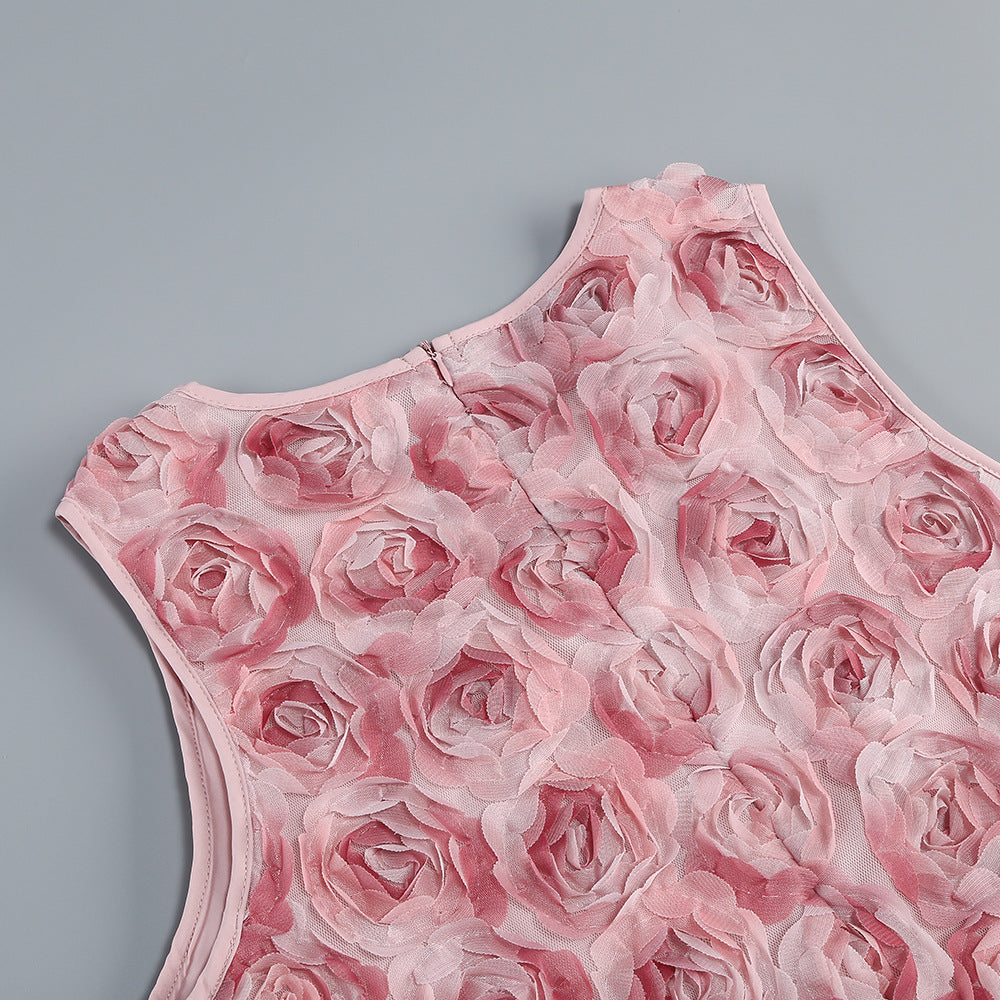 AIIZIE PINK 3D FLORAL SLEEVELESS MINI DRESS - product image