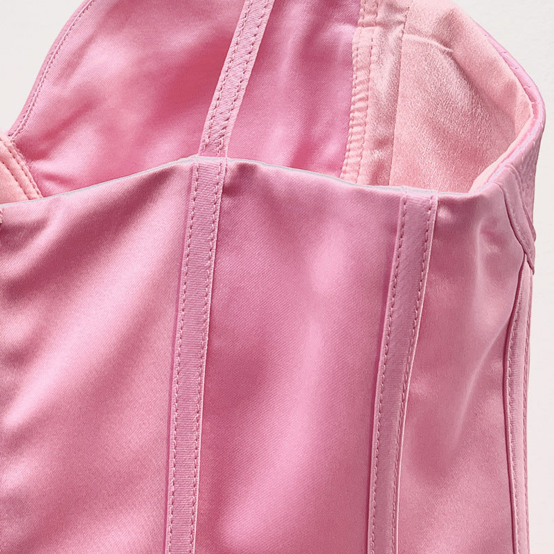 ACETATE-BLEND SATIN MINI DRESS IN PINK