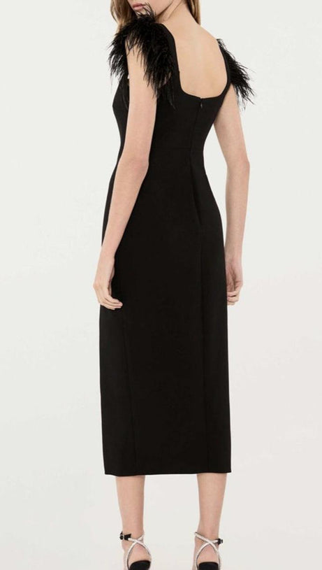 Josephine – Midi-Bandage-Kleid mit hohem Schlitz und Rautenmuster