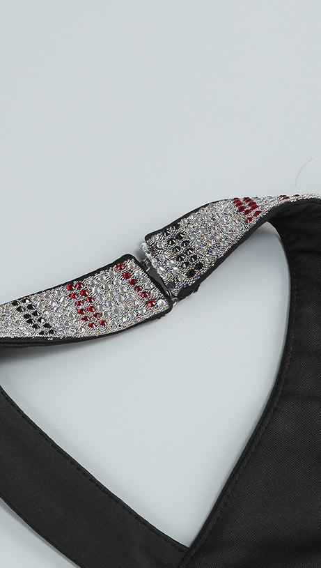 SNAKE STRAP CRYSTAL MAXI DRESS BLACK