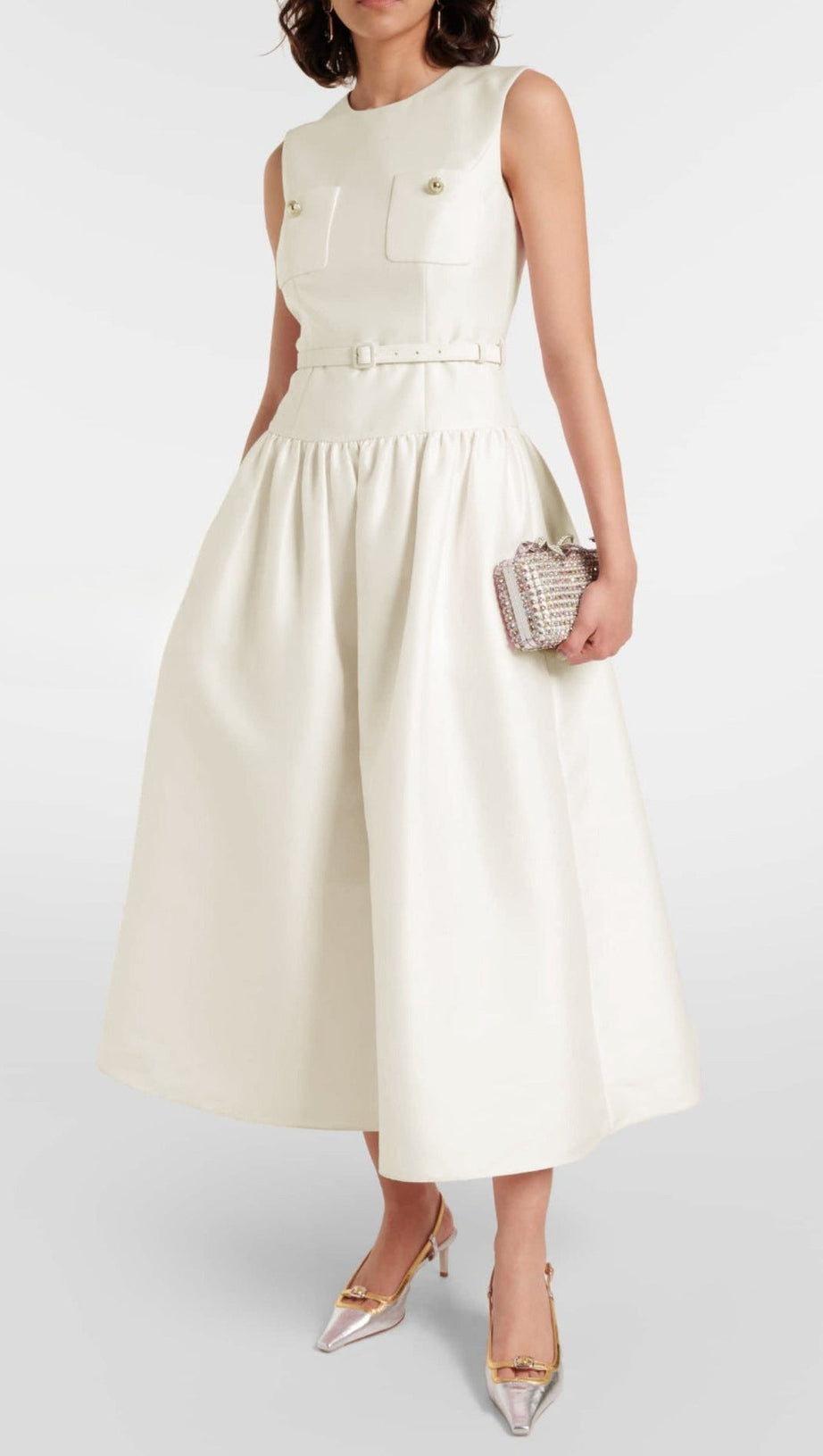 jocelyn Bowknot-Side Bandage Strapless maxi Dress in apricot