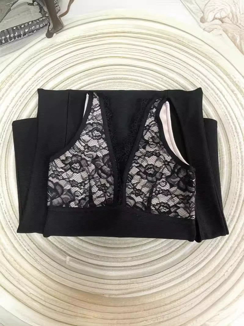 AIIZIE SPLIT THIGH LACE BODICE DRESS - product image